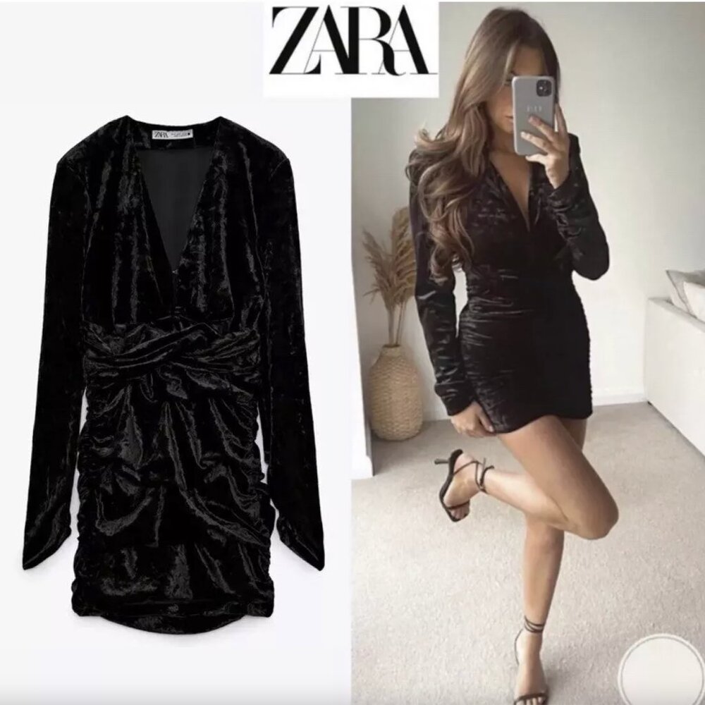 BLOGGER'S FAVE! Zara Black Velvet Mini Dress NWT